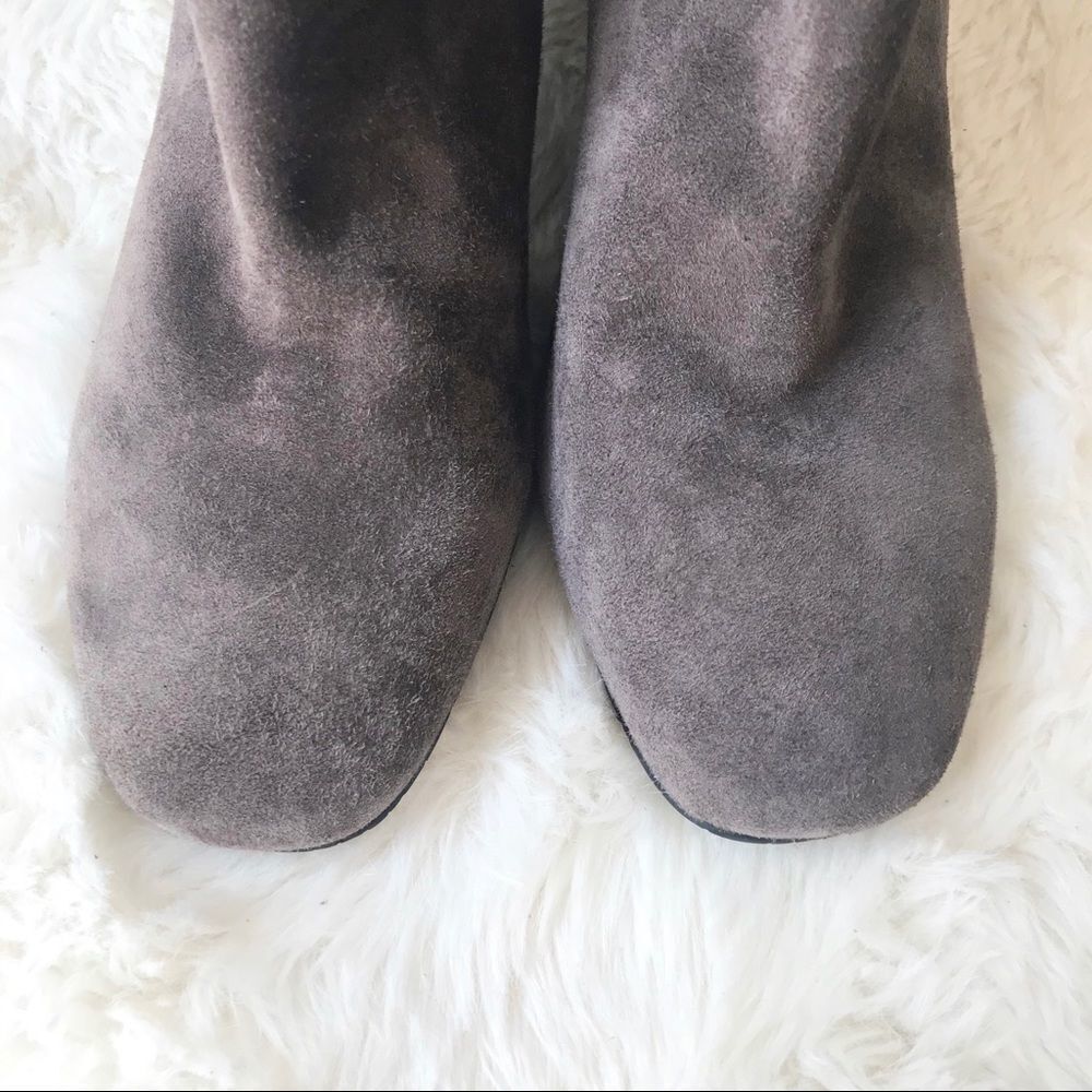DONALD PLINER Suede Knee High Boot Chunky Heel Round Toe Taupe Gray Size 6.5 - Picture 5 of 14